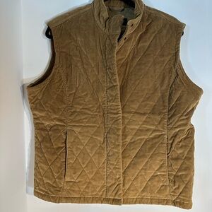 Eddie Bauer women’s / unisex diamond Quilted Corduroy tan color Vest. SZ XL